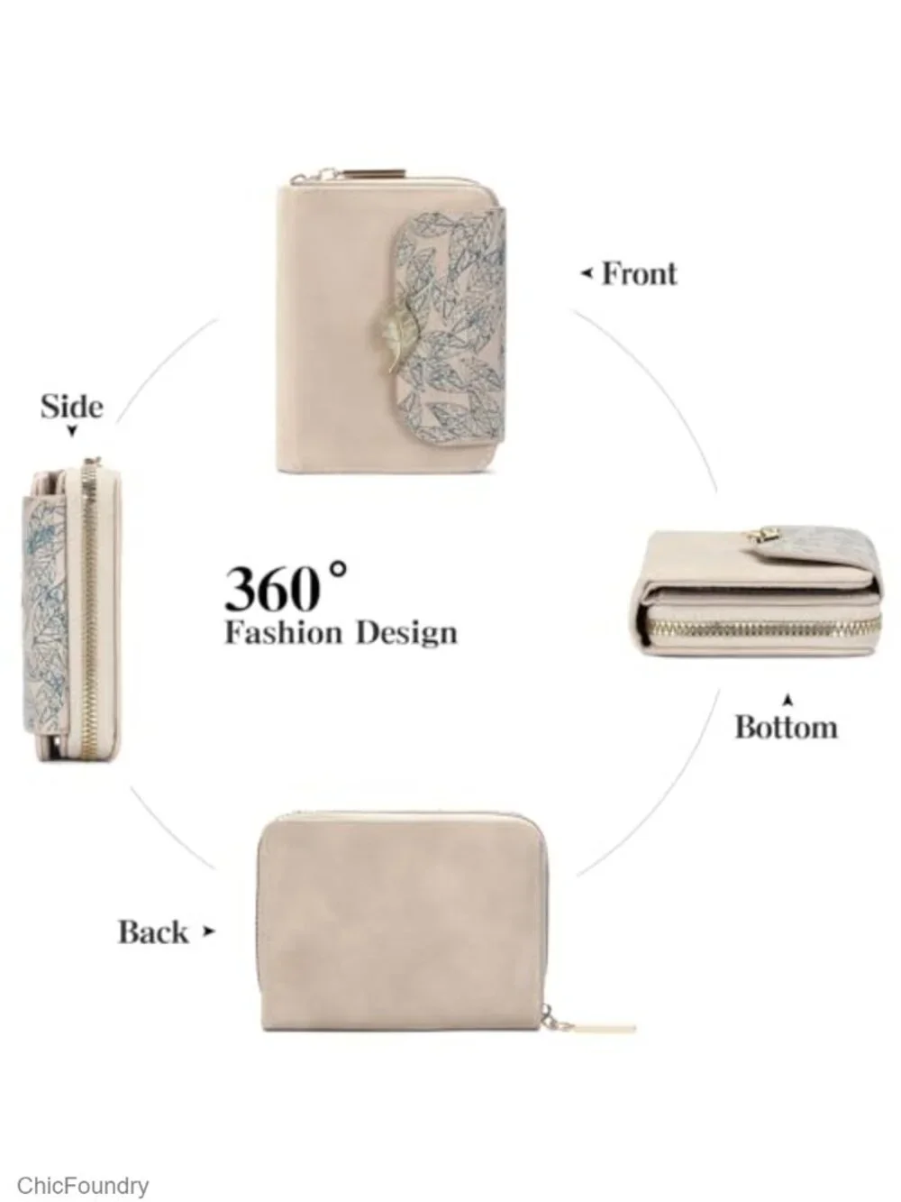 RFID Blocking Bifold Wallet for Women Vegan Leather Small Card Holder with